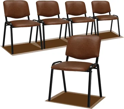 Produktbild von 5 Stück Besucherstuhl,stapelbare Gaststühle, PU, Stahlrahmen, 55×40.5×77 cm, Tragfähigkeit 150 kg, braun