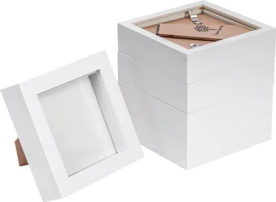 Produktbild von 5x weiß 4 "x 4" 3D Box Fotorahmen - stehendes hängendes Handwerk Schattenbildanzeige - von Nicola Spring