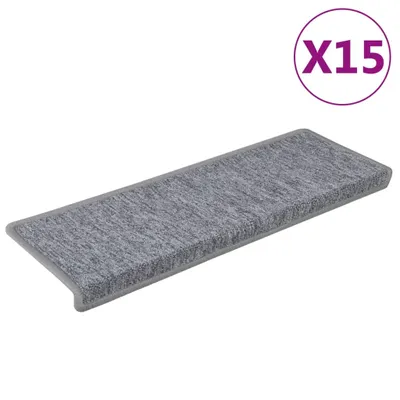 Produktbild von vidaXL Stufenmatten 15 Stk. 65x21x4 cm Hellgrau Rechteckiger Rand