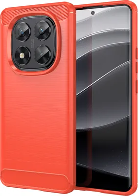 Produktbild von Hülle für Xiaomi Redmi Note 14 Pro 5G Carbon-Faser Weich TPU Silikon Stoßfest Handyhülle Rot