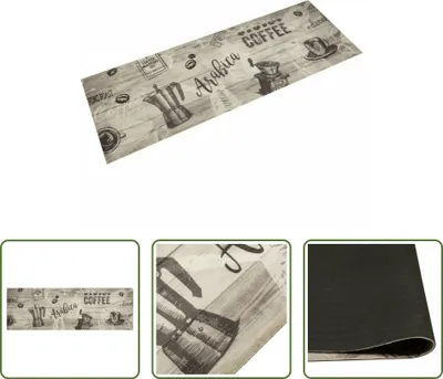 Zdjęcie produktu dla The Living Store Dywanik kuchenny zmywalny kawowy szary 60x180 cm aksamitny