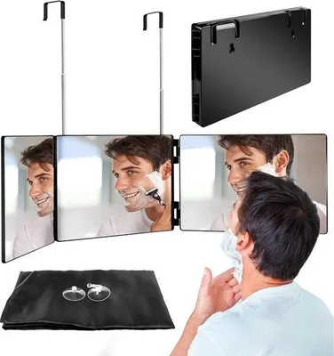 Image de Miroir de coiffure tridimensionnel avec éclairage LED, portable, rechargeable, noir