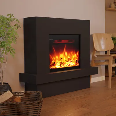 Produktbild von Glow Fire Elektrokamin 'Pandora' | LED Standkamin in schwarz mit Heizung (1500 W) | HxBxT: 97x114x32cm