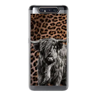 Produktbild von MuchoWow® Handyhülle Schutzhülle Hülle für Samsung Galaxy A80 Schottischer Highlander - Pantherdruck - Schwarz - Weiß Silikon Softcase Handy Hülle - Schutzdeckel
