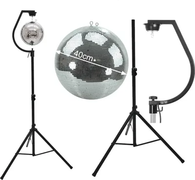 Produktbild von Spiegelkugel SET 40cm PROFI Kugel mit schwarzer Stativhalterung - inkl. Motor