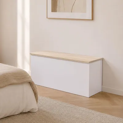 Productafbeelding van Ayusnay - Opbergkist, 90x45x45h cm Wit, Soft Close Italy