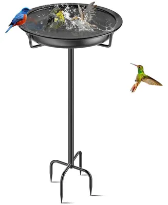 Produktbild von Vogeltränke Stehend Metall 92x27cm Schwarz Frostsicher Vogelfutterspender Garten Deko