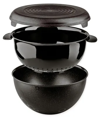 Produktbild von Salatschalen-Set mit Sieb und Deckel, 3-teilig, schwarz, 3 Liter