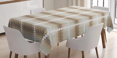 Produktbild von ABAKUHAUS Abstrakt Tischdecke, Ethnische Inspirationen in der afrikanischen arabischen Kultur-Motiv-Anordnung Ornamental, 140 x 170 cm, Beige Braun Weiß