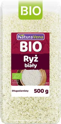 RYŻ BIAŁY DŁUGOZIARNISTY BEZGLUTENOWY BIO 500 g - NATURAVENA