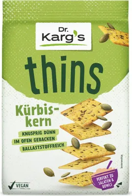 Produktbild von Dr. Kargs thins Kürbiskern knusprig dünn im Ofen gebacken 170g