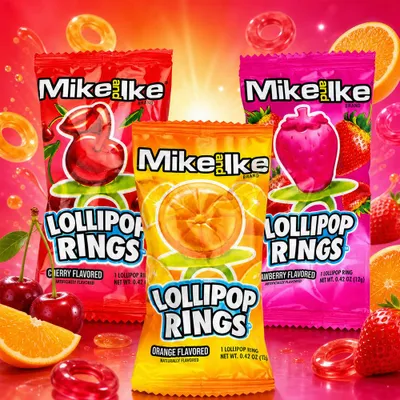 Produktbild von Mike and Ike Lollipop Rings (Karton mit 24)