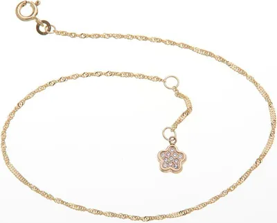 Produktbild von SILBERKETTEN STORE Fußkette Singapur 1,4mm mit Blume - 333 Gold, Länge wählbar - 28cm