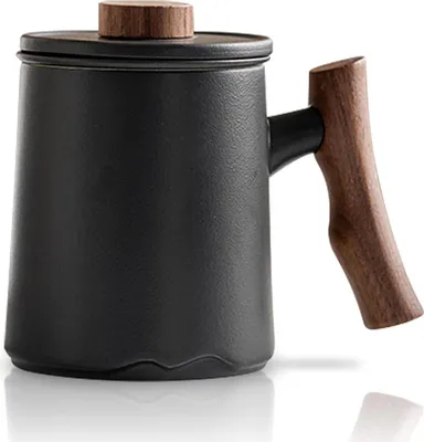 Produktbild von Teetasse mit Sieb und Deckel 360ml Palisandergriff Steinzeug Schwarz