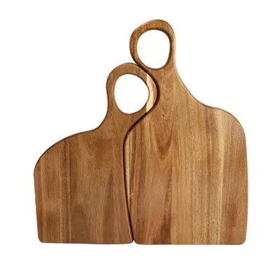 Produktbild von Holz Schneidebrett Set für Paare – Walnuss Holz Brett 2er Set für Küche, Steak, Brot, Obst, Geschenkidee 1,5cm dick
