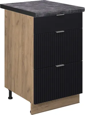 Produktbild von Küchenunterschrank Vicco Fame-Line Schwarz gestreift 50 cm , AP Anthrazit, Model 50813