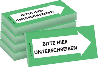 Image de PRICARO Papillons adhésifs "Bitte hier unterschreiben", droite", vert, 100 feuilles, 5 pièces