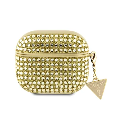 Produktbild von Guess Strass-Dreieck Charm - Etui AirPods 3 (złoty)