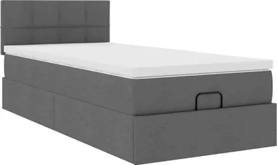 Produktbild von Ottoman-Bett mit Matratze Dunkelgrau 80x200 cm Stoff
