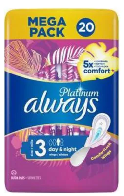 Produktbild von Always Platinum, Größe 3, Tag & Nacht, 20 Binden