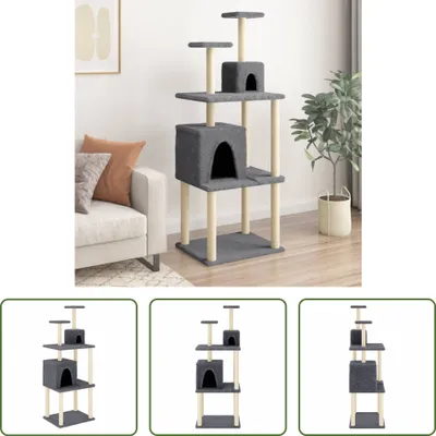 Obrázok produktu pre The Living Store Strom pre mačky so sisalovými škrabadlami Dark Grey 167 cm