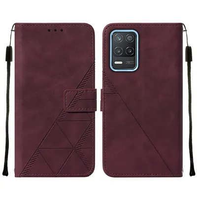 Obrázek produktu pro Flipové kožené pouzdro pro OPPO Realme 8 5G / Realme V13 5G / Narzo 30 5G peněženkový design pouzdro s embosováním, držákem karet a stojánkem červené
