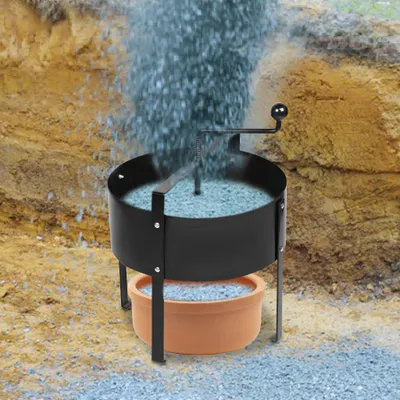 Produktbild von YZNAHRE Gartensieb Manuell Kompostsieb Ø 40cm Erdsieb Handkurbelsieb Stahl Rollsieb mit Griffe Sieb für Steine Kompost Sand