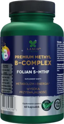 Zdjęcie produktu dla Lanco Nutritions Witamina B Complex Premium + Kwas Foliowy 5-Mthf