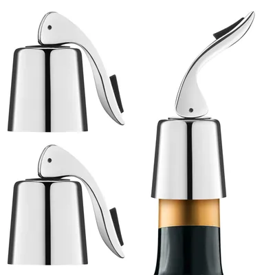 Produktbild von Set mit 2 Weinverschlüssen aus Edelstahl für frischen Wein
