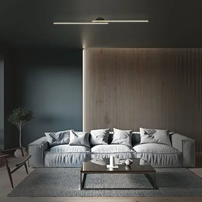 Productafbeelding van Di-Ka LED wand- en plafondlamp Rey, zwart, 135 x 14 cm, met glanseffect