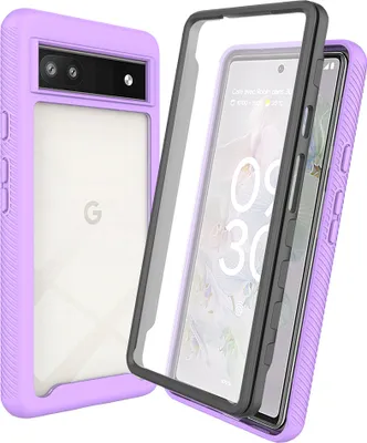 Produktbild von Google Pixel 6A Hülle, TPU Bumper mit Eingebautem Displayschutz 360 Grad Komplettschutz Schutzhülle für Google Pixel 6A Lila