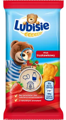 Image de Lubisie : biscuit génoise fourré aux pommes et aux fraises, 30 g