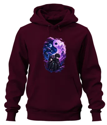 Productafbeelding van Anime Techwear Yin Yang Japan Stijl Lila Y2K Manga Hoodie, Bourgogne, Maat L