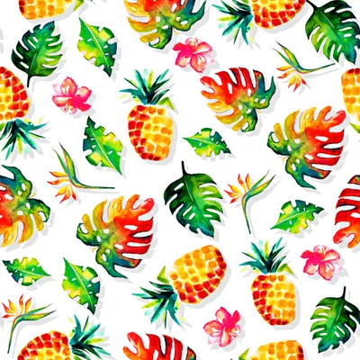 Produktbild von Jersey-Stoff Digitaldruck Ananas mit Blättern auf weißem Hintergrund
