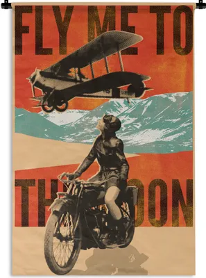 Produktbild von MuchoWow® Wandteppich Wandbehang Flugzeug - Motor - Vintage - Zitat 60x90 cm Tapisserie Dekoration Wandtuch - Foto-Teppich - Abwaschbar