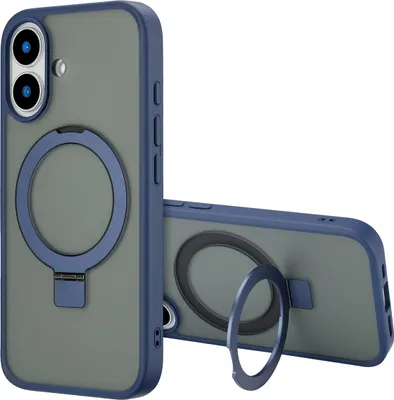 Produktbild von Accezz Ring Stand Backcover mit MagSafe iPhone 16 - Blau