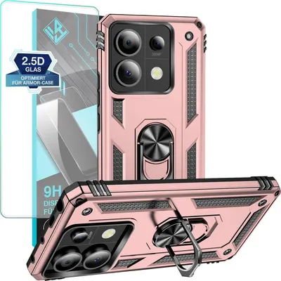 Produktbild von Armor Outdoor Handyhülle für Xiaomi Redmi Note 13 Pro 5G Handy Panzer Case Schutzhülle mit 9H Displayglas Displayschutz Farbe: Rosegold
