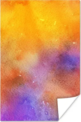Produktbild von MuchoWow® Poster Aquarell - Gelb - Lila 80x120 cm - Papierdruck