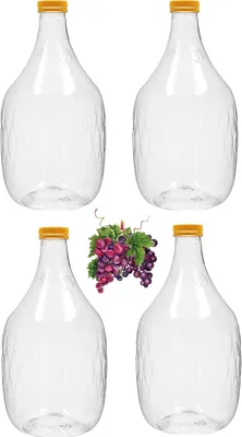 Produktbild von 4 x 5L Weinflasche Weinballon aus Kunstoff GÄRBALLON Ballonflasche Gallone