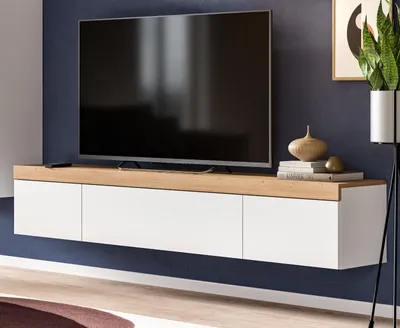 Produktbild von TV-Lowboard "Siena" in weiß und Artisan Eiche TV Unterteil hängend / stehend 180 cm