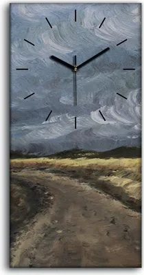 Produktbild von Wanduhr Uhr Wandbild Leinwand Geräuschlos 30x60 Gemälde Gras Landschaft - schwarze Hände