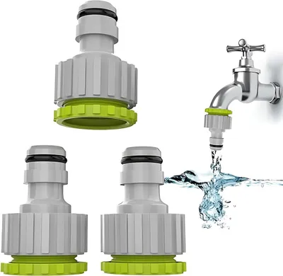 Produktbild von 3 Stück Wasserhahnadapter für Garten - 2-in-1 Wasserhahnadapter mit Schraubenschlüsselanbindung - Schnellstecker Wasserhahnadapter - für Wasserhähne/Wasserleitungen