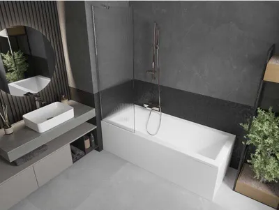 Zdjęcie produktu dla Mexen Next parawan 60x150 cm, prążki, chrom, 1-skrzydłowy, hartowane
