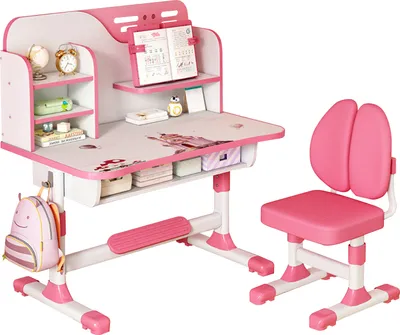 Produktbild von Kinder Studie Tisch Schreibtisch kann heben Grund-und Sekundarschule Studenten schreiben Tisch Stuhl Schreibtisch und Stuhl Set - rosa