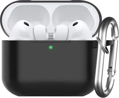 Productafbeelding van Beschermhoes voor AirPods Pro 3 (2025) - Siliconen Case met Karabijnhaak - Zwart