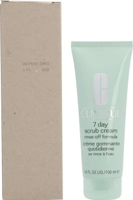 Produktbild von Clinique 7 Day Scrub Cream Rinse-Off Formula, Reinigendes Peeling, Mischhaut, trockene Haut, normale Haut, ölige Haut, Empflindliche Haut, Nasse Haut, Peeling, Tube, Massage over makeup-free skin, avoiding eye area. Rinse or tissue off., 100 ml