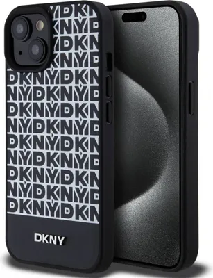 Obrázek produktu pro Etui Dkny Leather Printed Pattern Metal Logo Magsafe Na Iphone 15 / 14 / 13 - Czarne