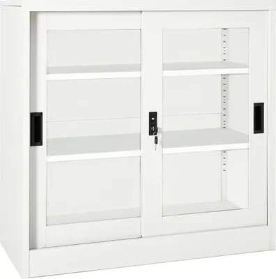 Obrázek produktu pro Skříň s posuvnými dveřmi bílá 90 x 40 x 90 cm ocel