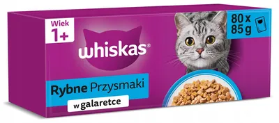 Produktbild von WHISKAS Fischleckereien in Gelee – Nassfutter für Katzen – 80x85g