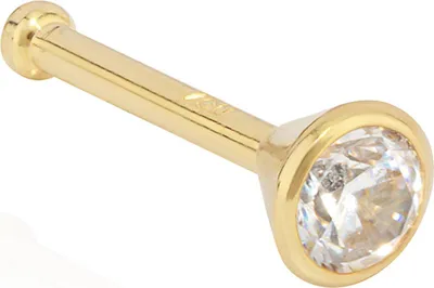 Produktbild von Nasenpiercing 750 Gelb Gold 18 Karat Nasenstecker 2,5mm Zirkonia Weiß Piercing